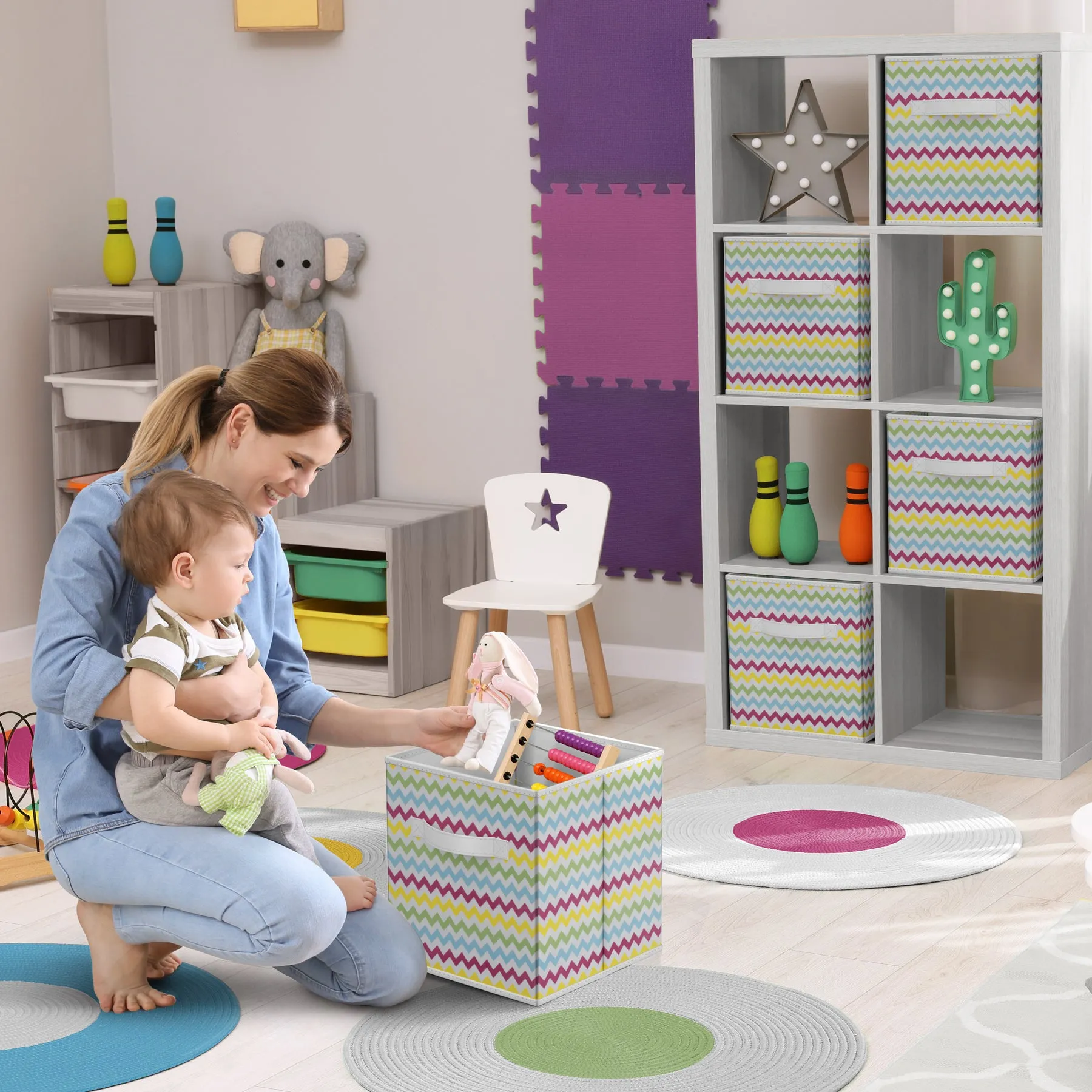 11" Cube Storage Bins (6 Pack Print)