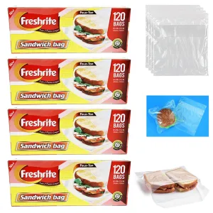 480 Fold Top Sandwich Snack Bags Food Storage Plastic Baggies Office Travel Home
