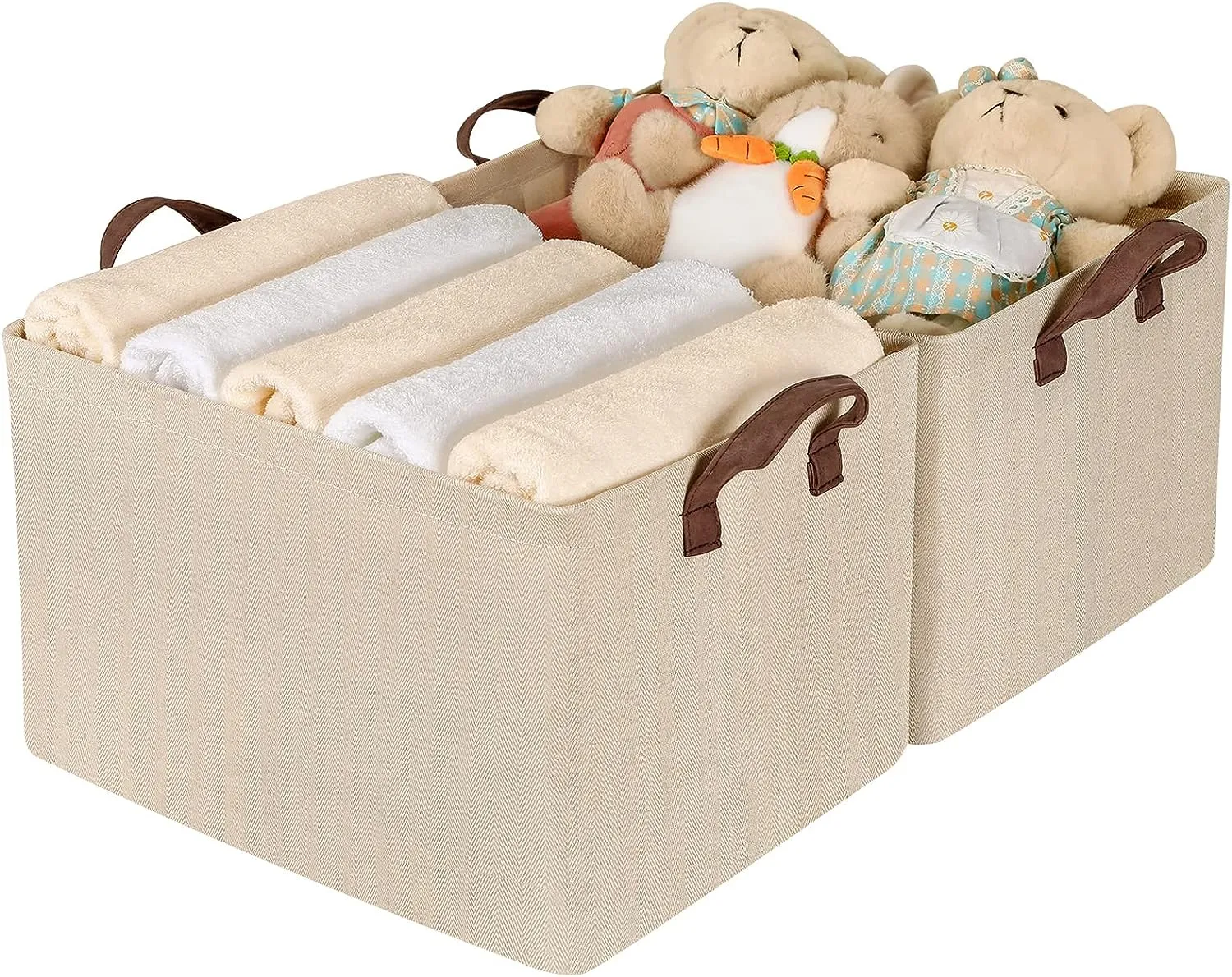 Blushbees Storage Baskets with Metal Frame for Organizing Wardrobe, Shelves, Bedroom, Closet