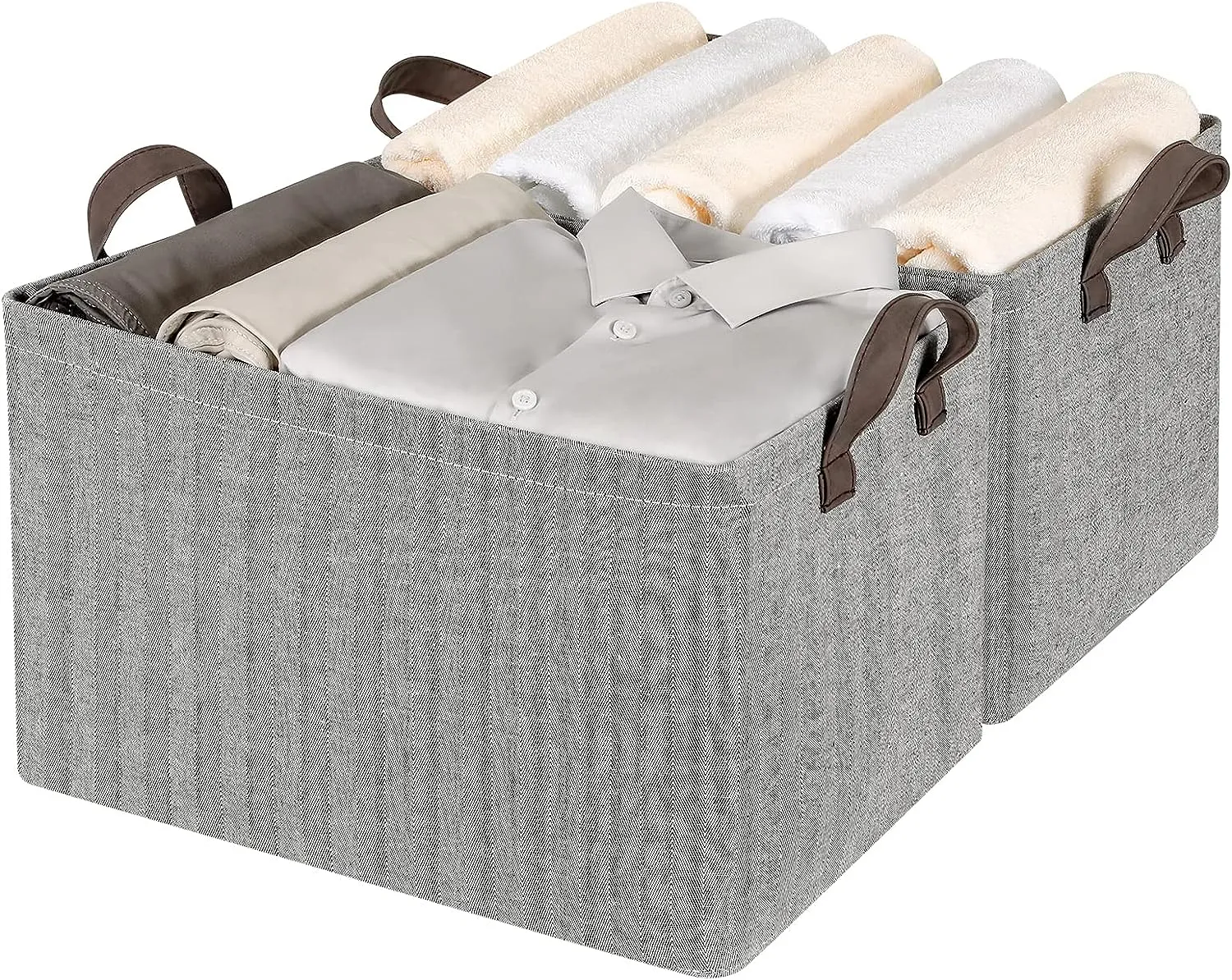 Blushbees Storage Baskets with Metal Frame for Organizing Wardrobe, Shelves, Bedroom, Closet
