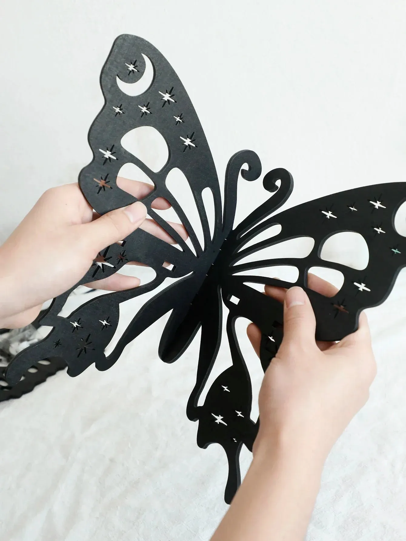Boho Butterfly Wood Shelf Crystal Holder and Wall Decor