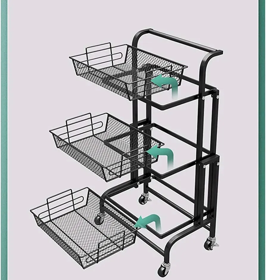Convenient Kitchen Trolley Wire Basket