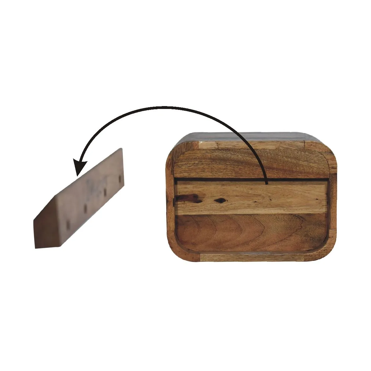 Couch.com Floating Open Curve Nightstand Oak, Wood Construction, Light Brown Finish by Couch.com
