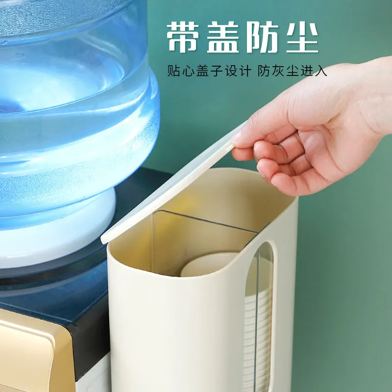 Double Tube Dustproof Automatic Cup Distributor Universal Punch-Free Water Dispenser Paper Cup Holder Plastic Wall Hanging Disposable Cup Holder