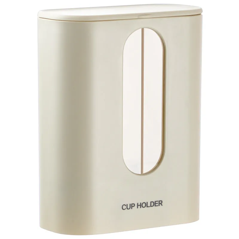 Double Tube Dustproof Automatic Cup Distributor Universal Punch-Free Water Dispenser Paper Cup Holder Plastic Wall Hanging Disposable Cup Holder