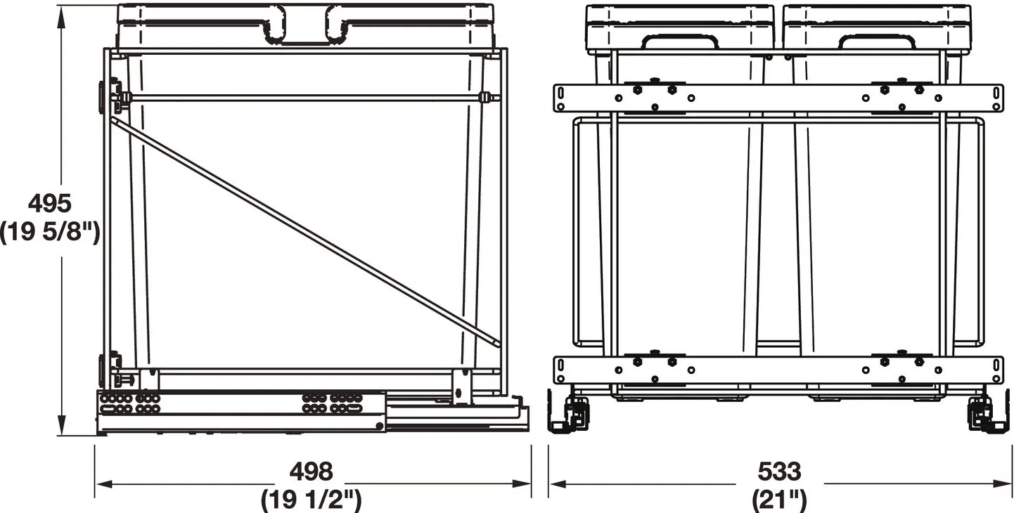 Hafele Waste Bin Pull-Out, Salice Double