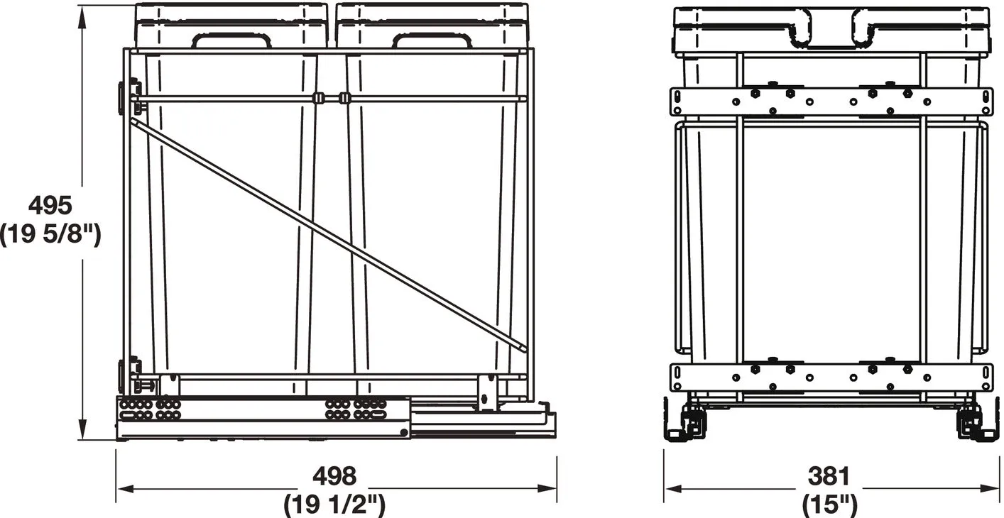 Hafele Waste Bin Pull-Out, Salice Double