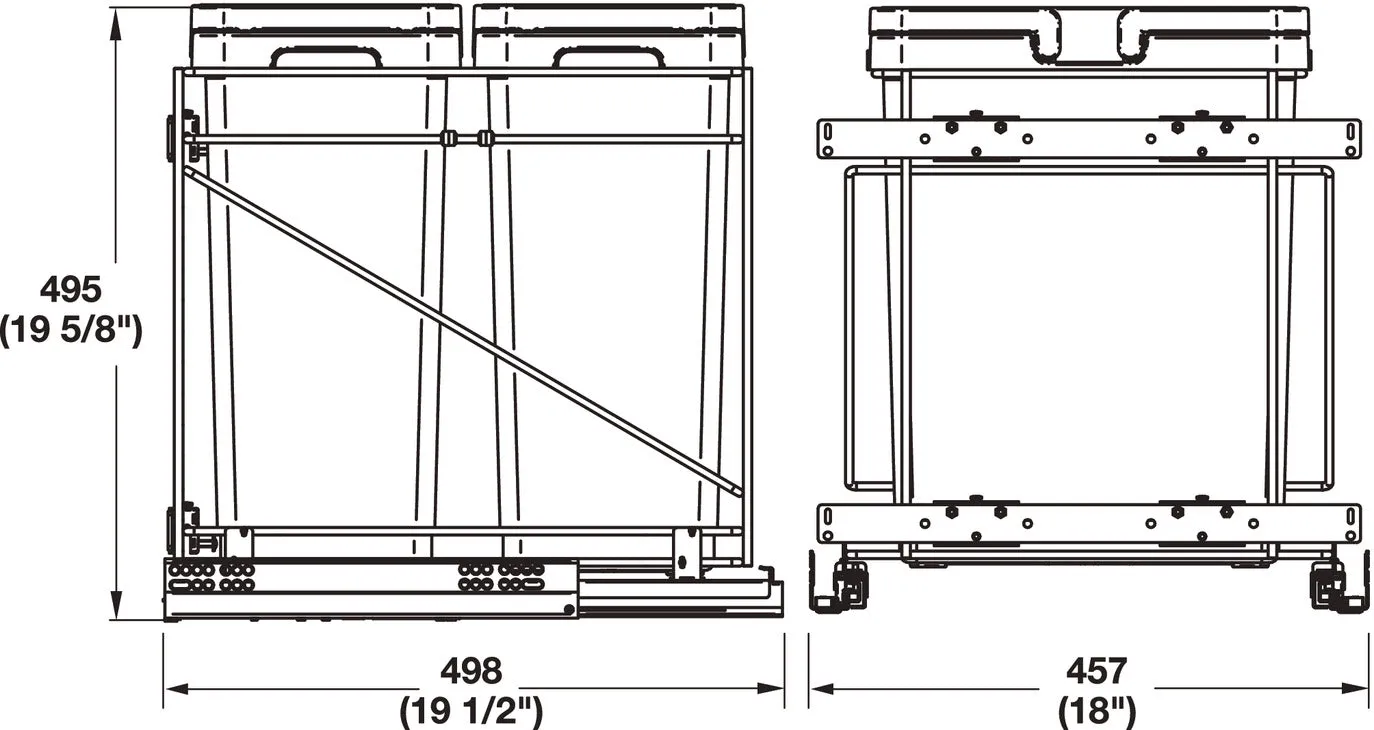 Hafele Waste Bin Pull-Out, Salice Double