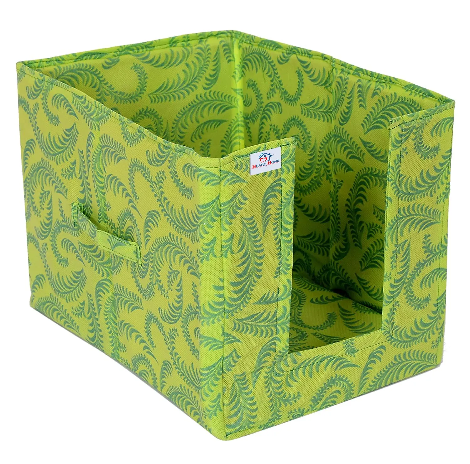 Heart Home Leaf Printed Non-Woven Foldable Shirt Stacker Closet Organizer With Handles- Pack of 6 (Green)-HS43HEARTH26474