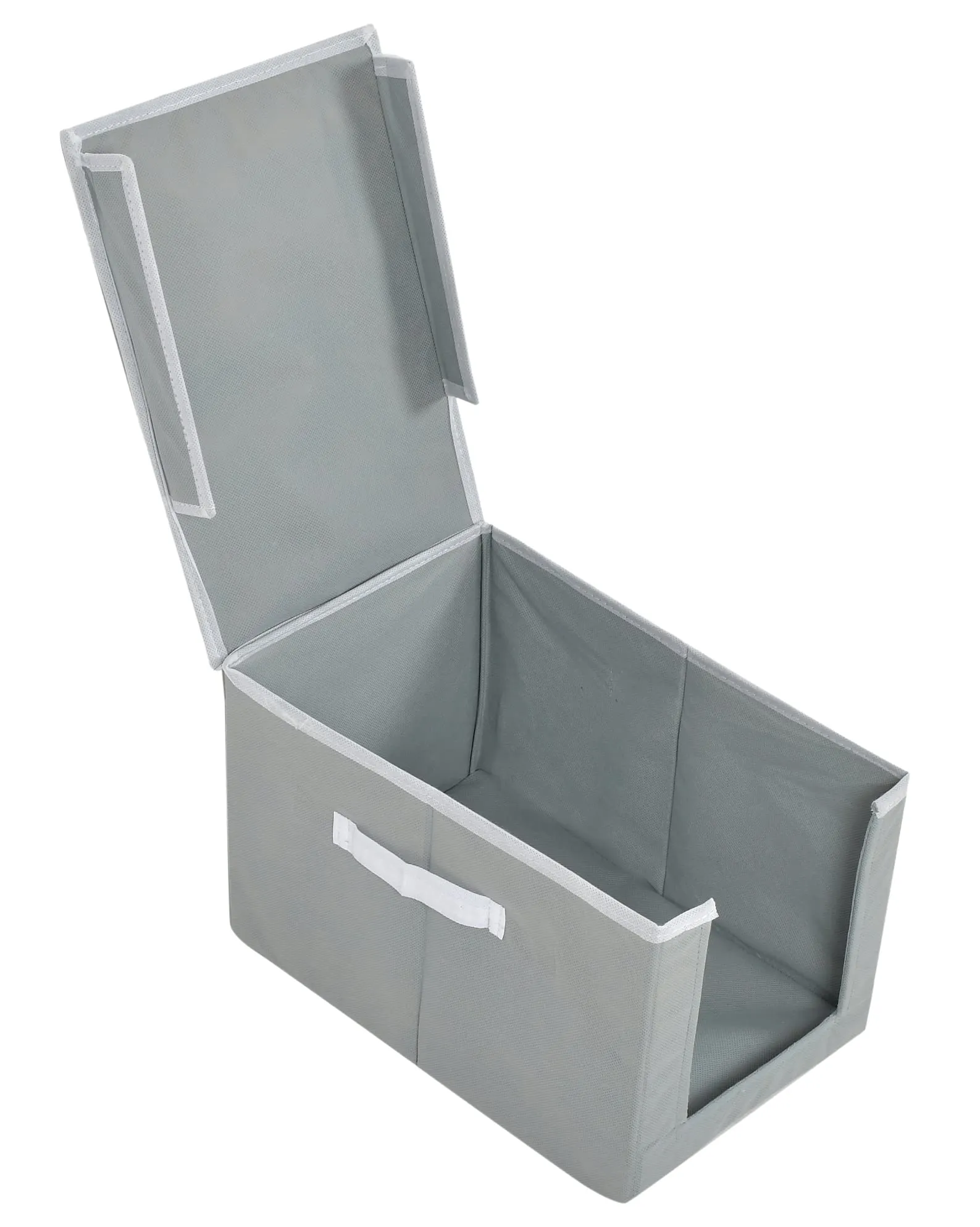 Heart Home Non-Woven Foldable Cloth Saree Stacker Cloth Wardrobe Organizer For Shirts, Sarees, Lehangas With Carrying Handle & Lid (Grey)-HS43HEARTH26881