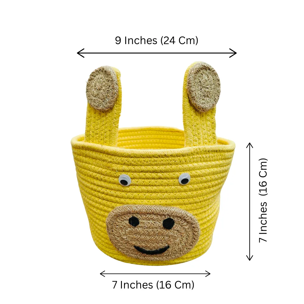 Jute Cotton Storage Basket - Jolly Giraffe