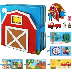 Montessori Cloth Busy Book, Toddler Quiet Book on Farm Animals