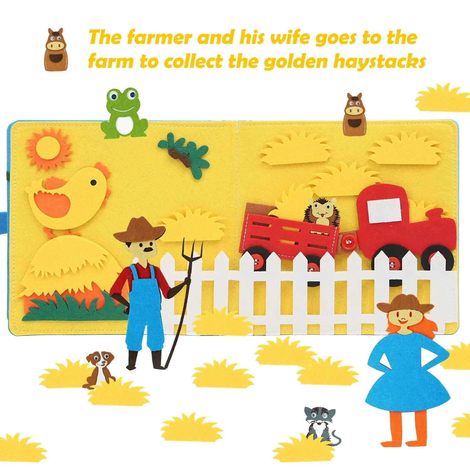 Montessori Cloth Busy Book, Toddler Quiet Book on Farm Animals