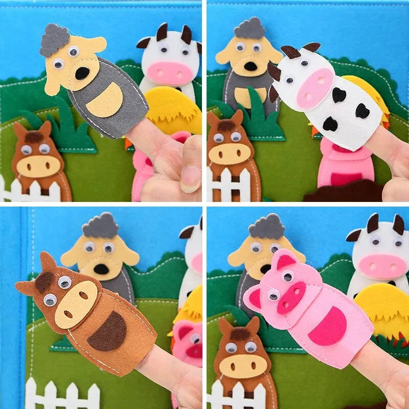 Montessori Cloth Busy Book, Toddler Quiet Book on Farm Animals
