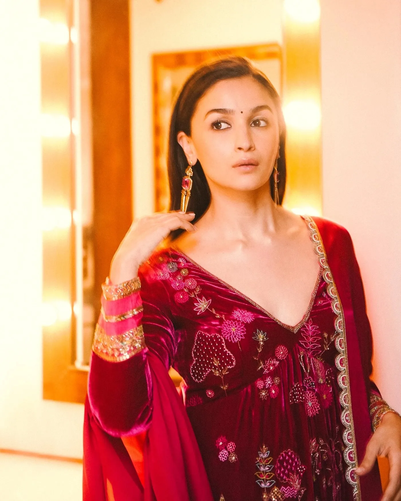 Nadira Jester Red Alia Bhatt Velvet Set