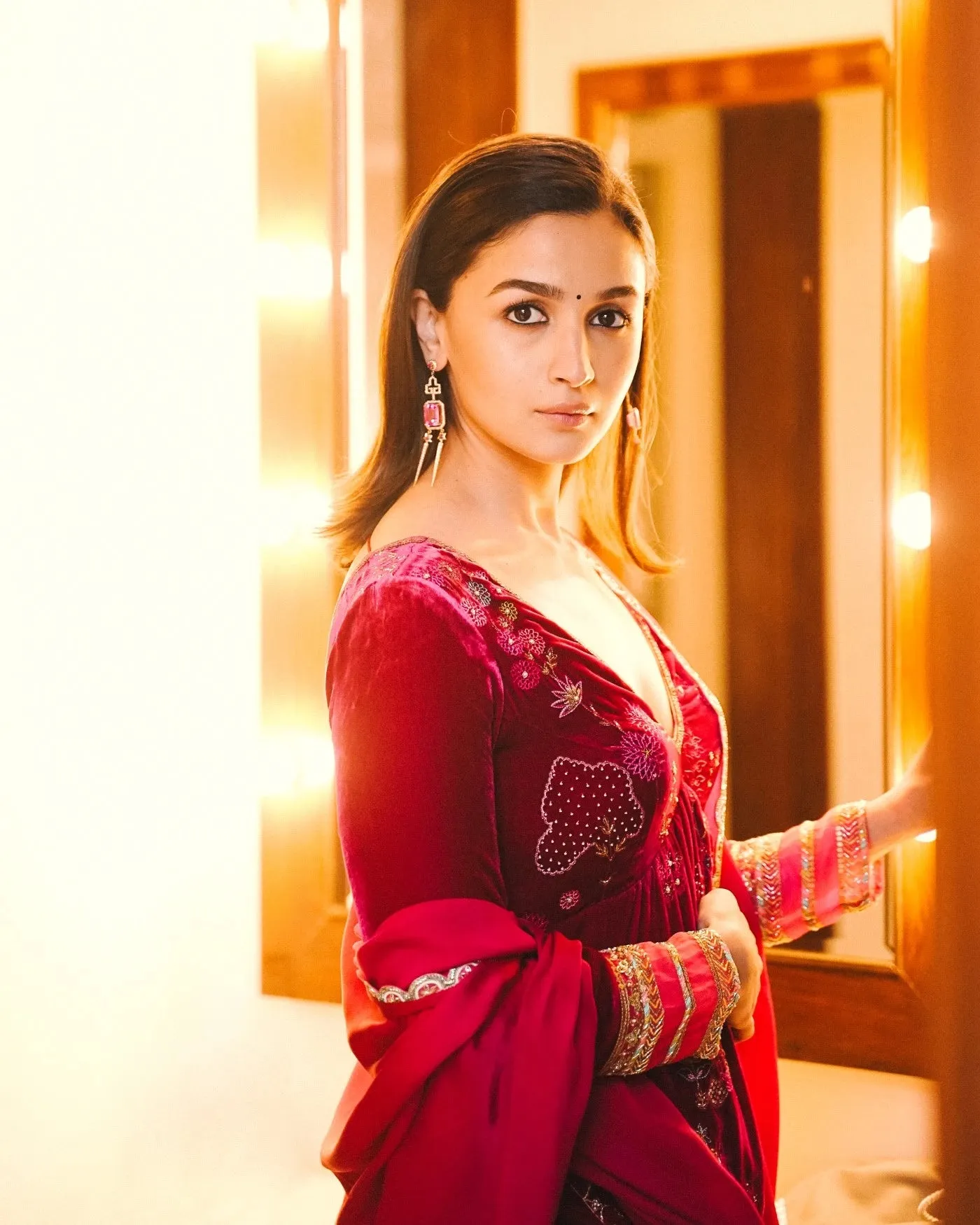 Nadira Jester Red Alia Bhatt Velvet Set