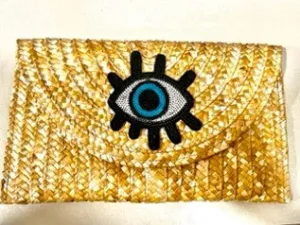 Nolu Jewels Wicker Evil Eye Clutch