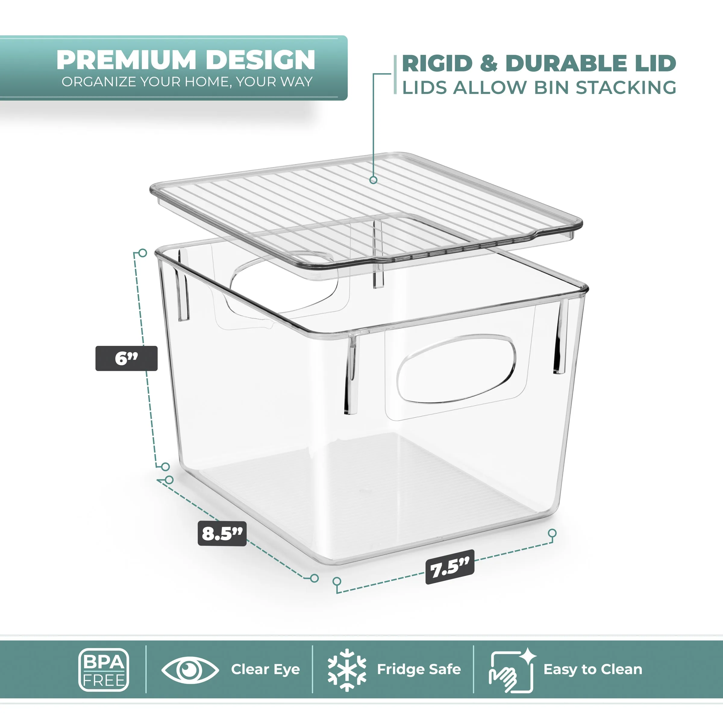 Plastic Container Bins with Lids Set