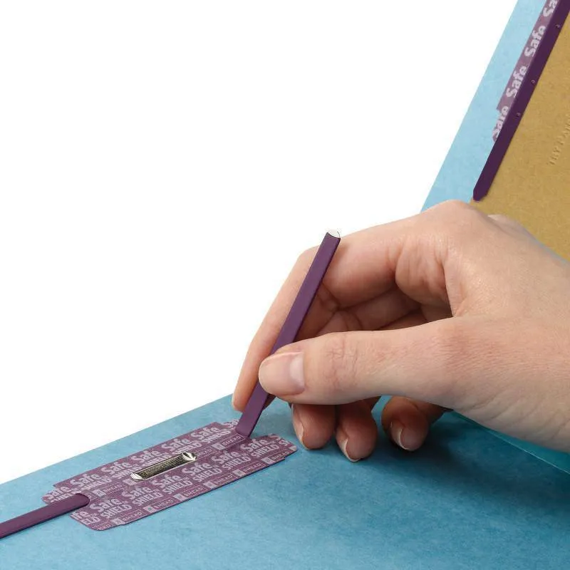 SMEAD PRESSBOARD CLASSIFICATION FOLDER WITH SAFE SHIELD DIVIDER 2" BLUE
