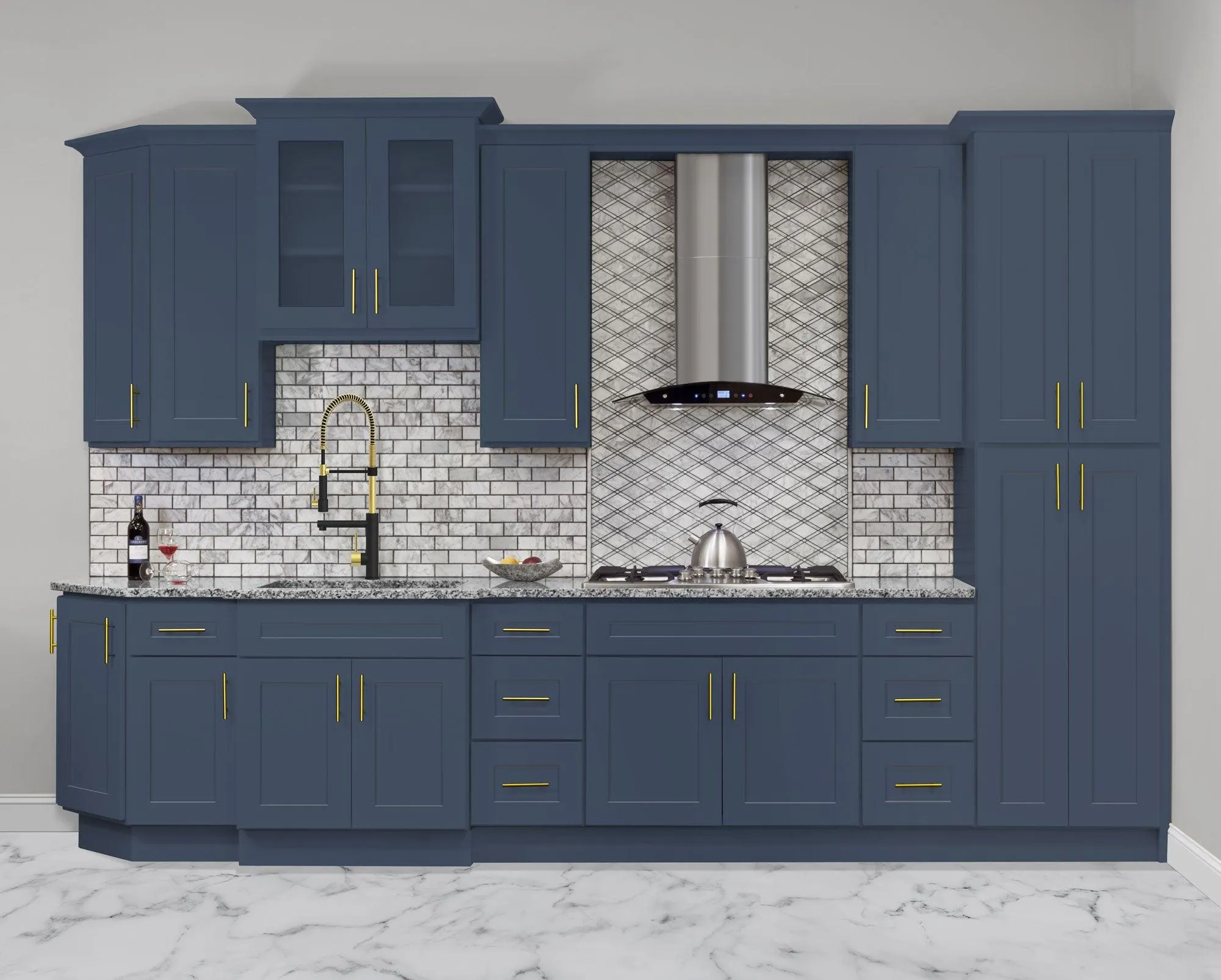 What-Not-Shelf Kitchen Cabinet WN630 Danbury Blue LessCare 6 in. width 30 in. height 12 in. depth